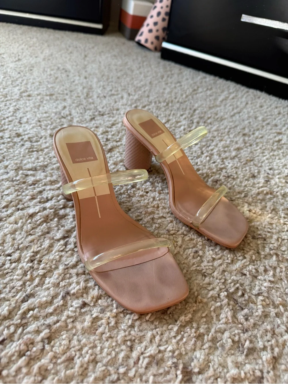Dolce Vita Clear Double-Strap Heeled Sandals in Nude - Picture 2 of 6